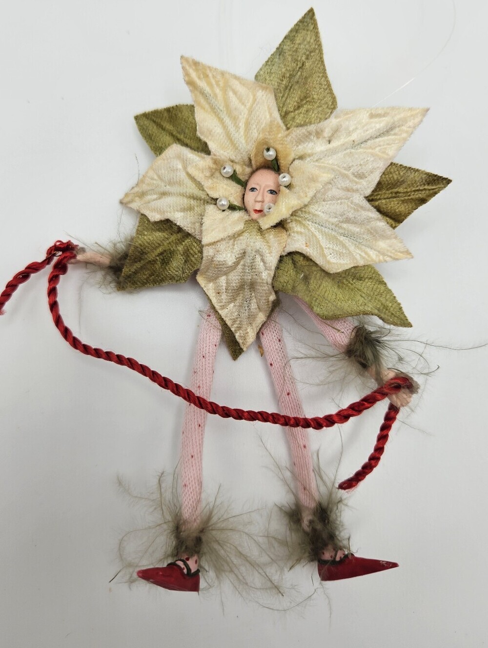 Department 56 Patience Brewster Christmas Krinkles Poinsettia Fairy 5" Ornament